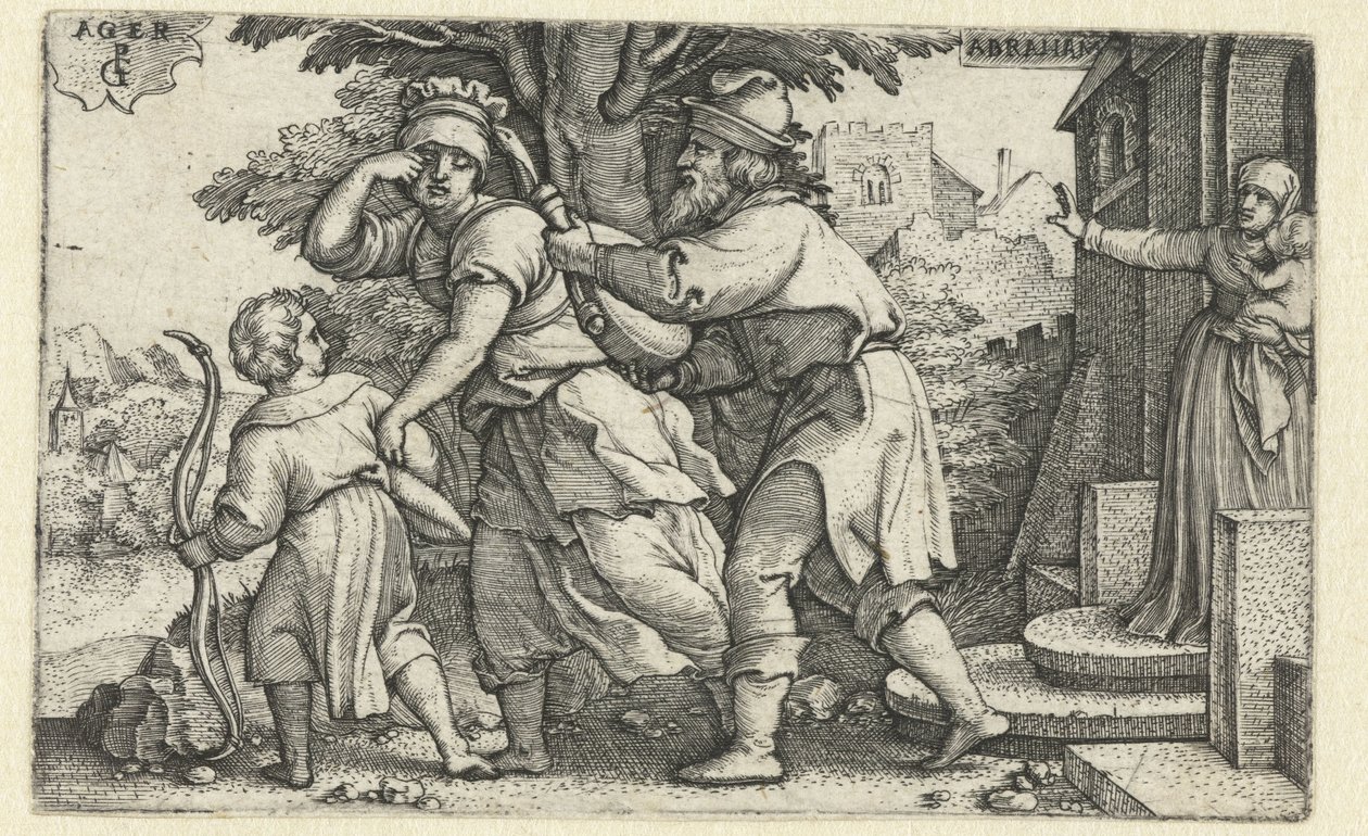 Ábrahám kiűzi Hágárt és Izmaelt Ábrahám története (sorozat címe) alkotó: Georg Pencz
