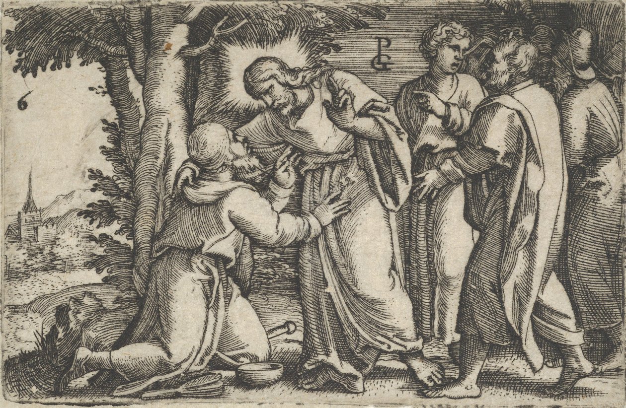 Krisztus gyógyítja a leprást, Krisztus története, 1534-35. alkotó: Georg Pencz
