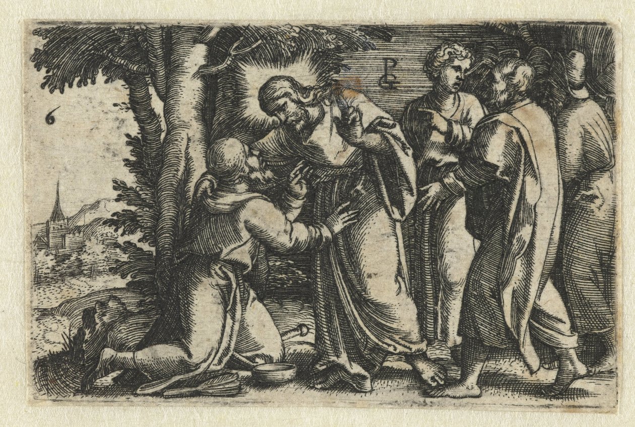 Krisztus meggyógyít egy leprást Krisztus élete (sorozat címe) alkotó: Georg Pencz