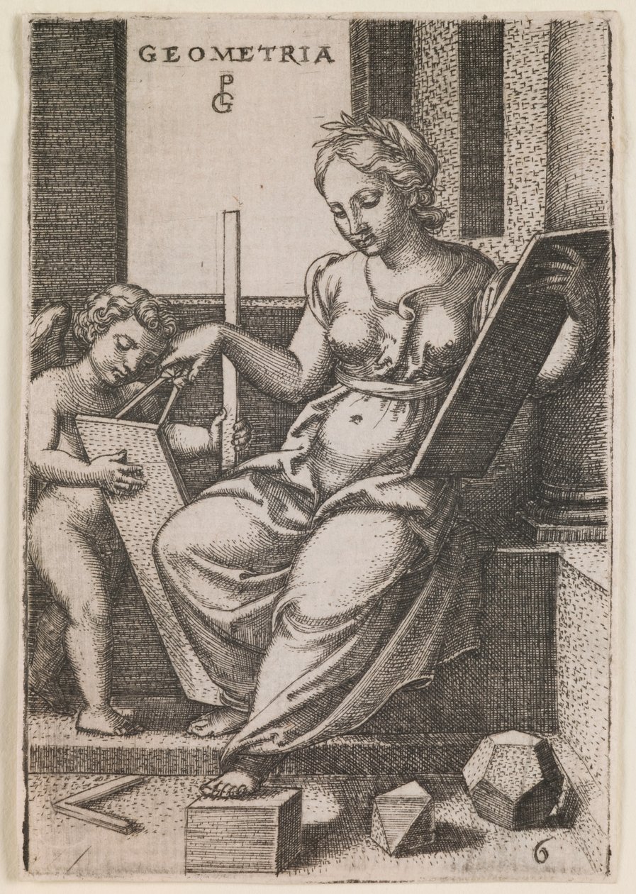 Geometria, a "Szabad művészetek" sorozatból, 1541 körül (metszet) alkotó: Georg Pencz