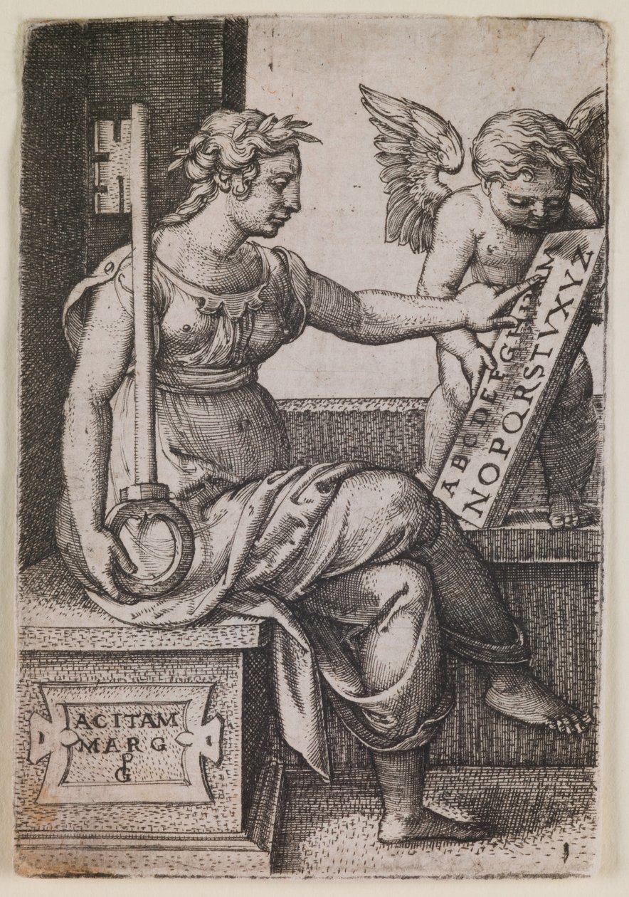 Grammatica, a "Szabad művészetek" sorozatból, 1541 körül (metszet) alkotó: Georg Pencz