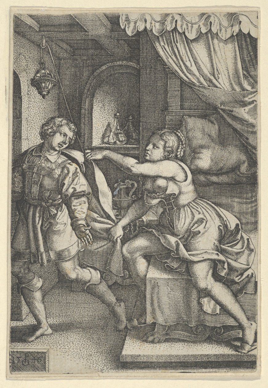 József és Potifár felesége, A József története, 1546-ból. alkotó: Georg Pencz