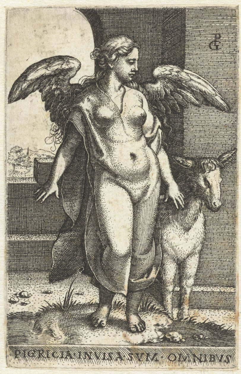 Luiheid (Pigritia Acedia) Pigricia invisa hínár omnibus (cím a tárgyon) Zeven Hoofdzonden (sorozat címe) alkotó: Georg Pencz