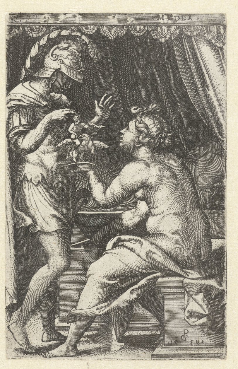 Médea Jasonnak ad képet Ganymedesről sassal Médeia visszaadja a Penatent Jasonnak Médea (cím a tárgyon) Görög hősnők (sorozat címe) alkotó: Georg Pencz