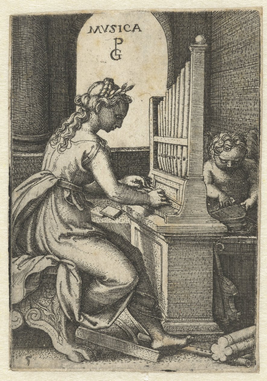 Zene Musica (cím a tárgyon) Seven Liberal Arts (sorozat címe) alkotó: Georg Pencz