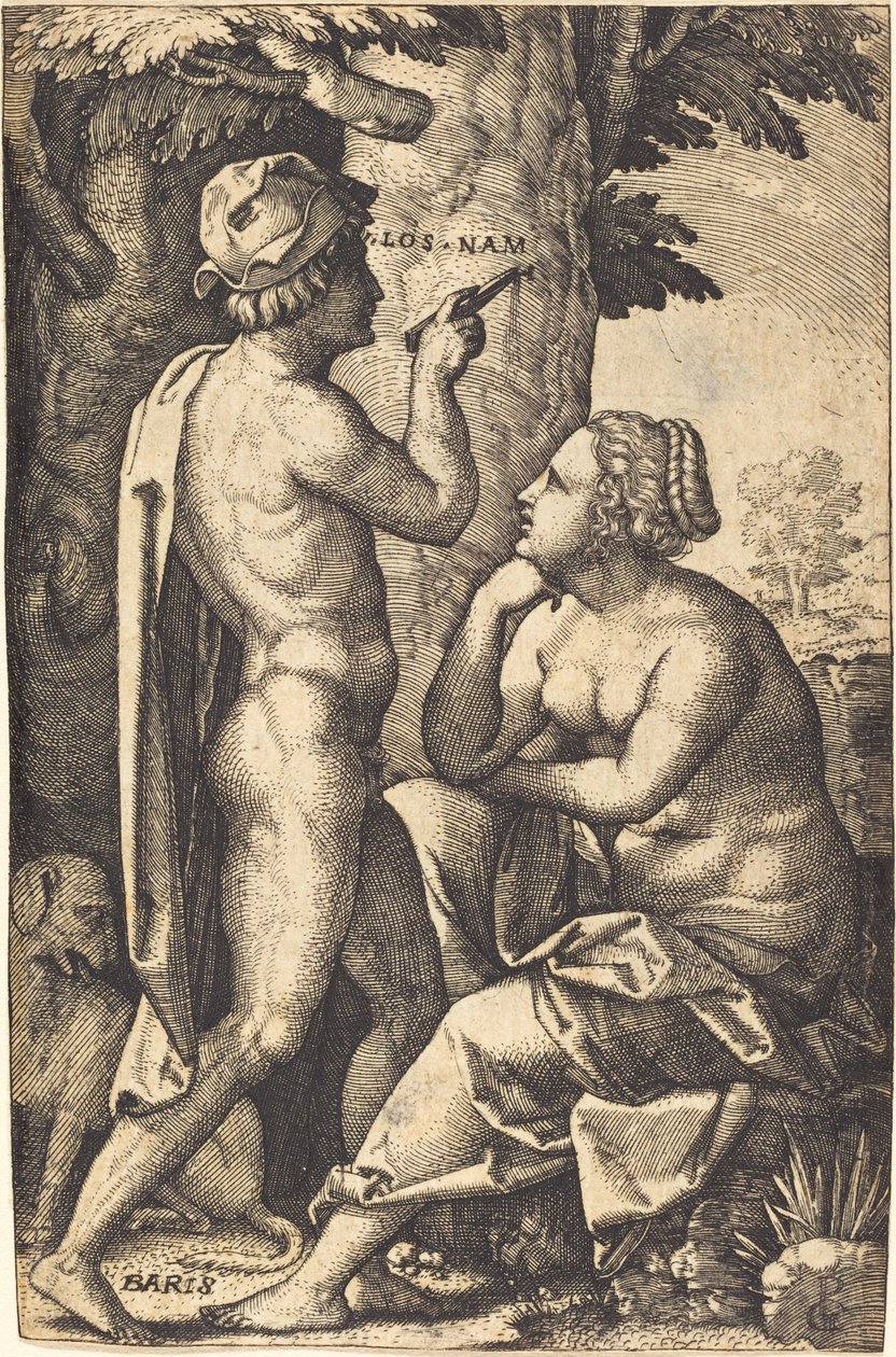 Párizs szerelmes szavakat ír Oenonének alkotó: Georg Pencz