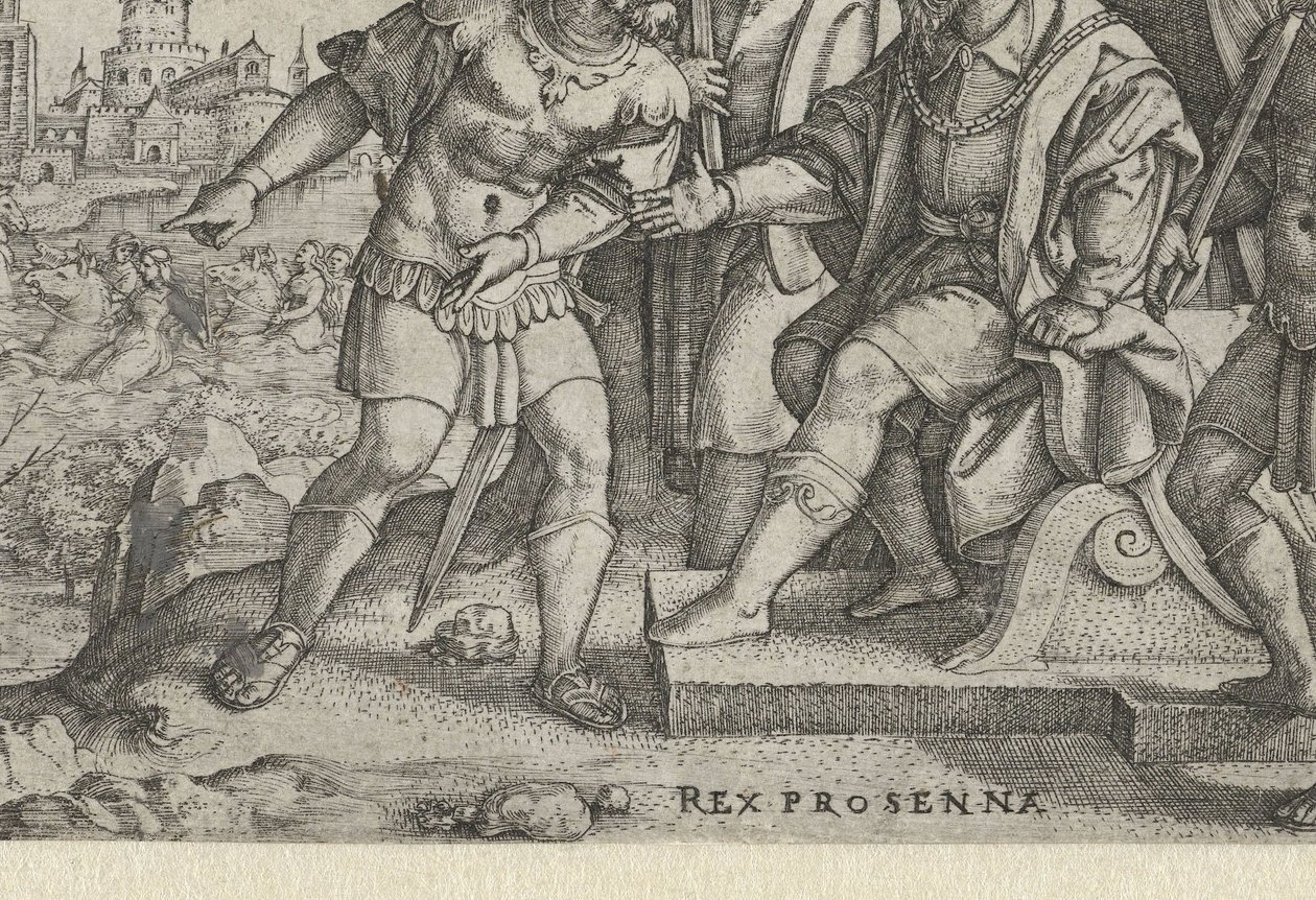 Porsenna hallja, hogy Cloelia megszökött Rex Prosenna Cloelia (cím a tárgyon) Történetek a kora római történelemből (sorozat címe) alkotó: Georg Pencz