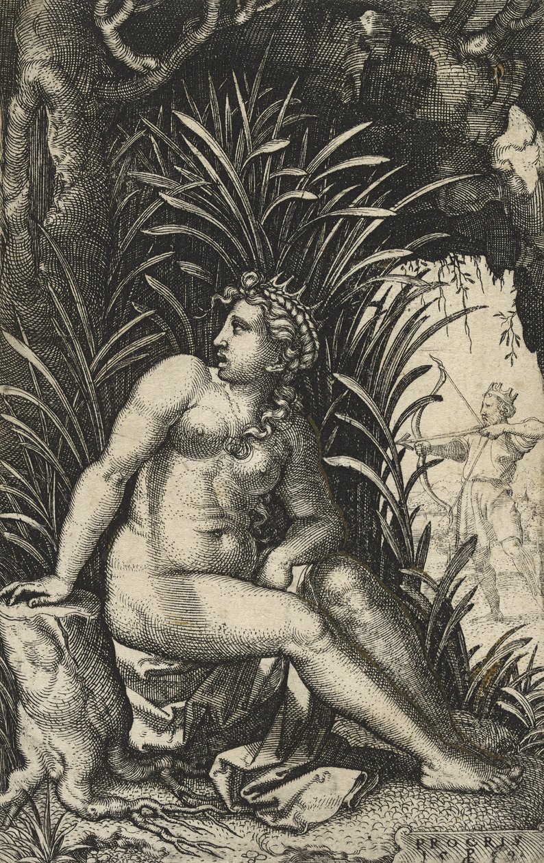 Prokrisz és Cephalus, 1539 (metszet fektetett papírra) alkotó: Georg Pencz