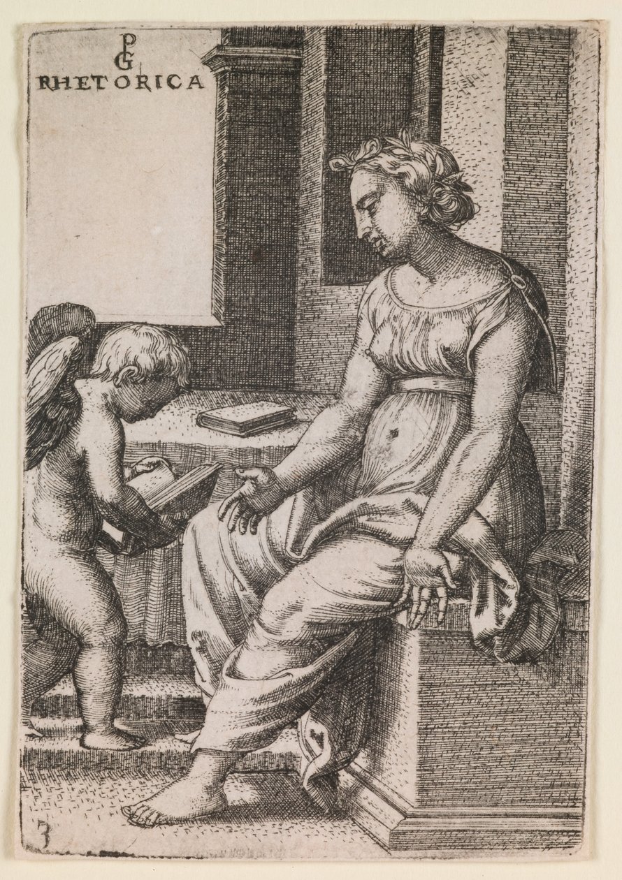 Rhetorica, a "Szabad művészetek" sorozatból, 1541 körül (metszet) alkotó: Georg Pencz
