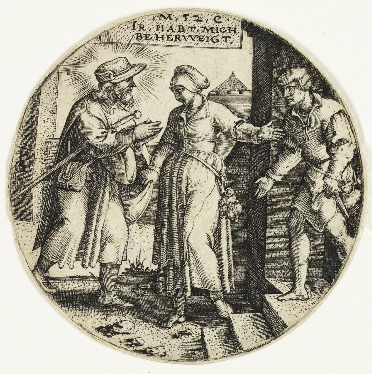 Az idegenek menedéket nyújtani az Irgalmasság hét cselekedetéből alkotó: Georg Pencz
