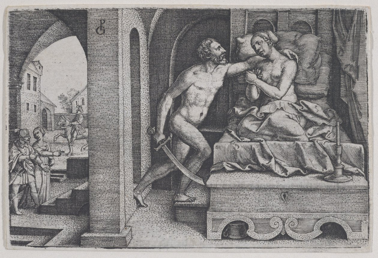 Tarquinius megerőszakolja Lucretiát, a Jelenetek a római történelemből című filmből. alkotó: Georg Pencz