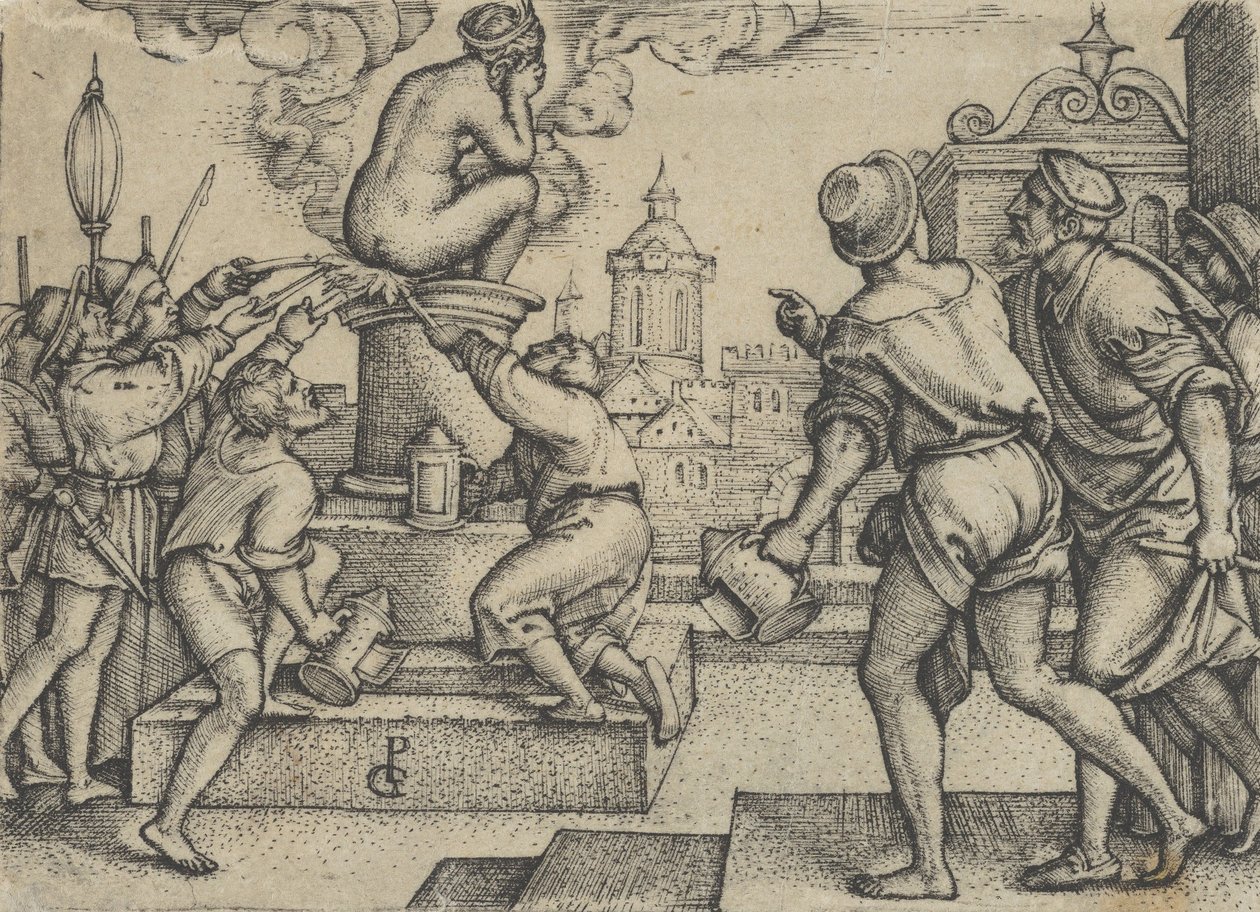 Az udvarhölgy megbüntetett, A varázsló Vergilius története című filmből. alkotó: Georg Pencz