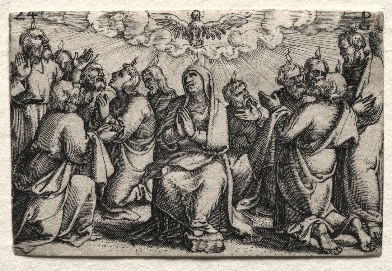 Jézus Krisztus élete: A Szentlélek alászállása, c. 1534-35. alkotó: Georg Pencz