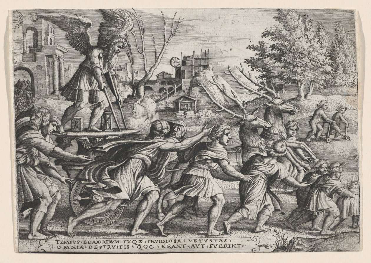 Az idő diadala a hírnévről, Petrarka diadalaiból. alkotó: Georg Pencz