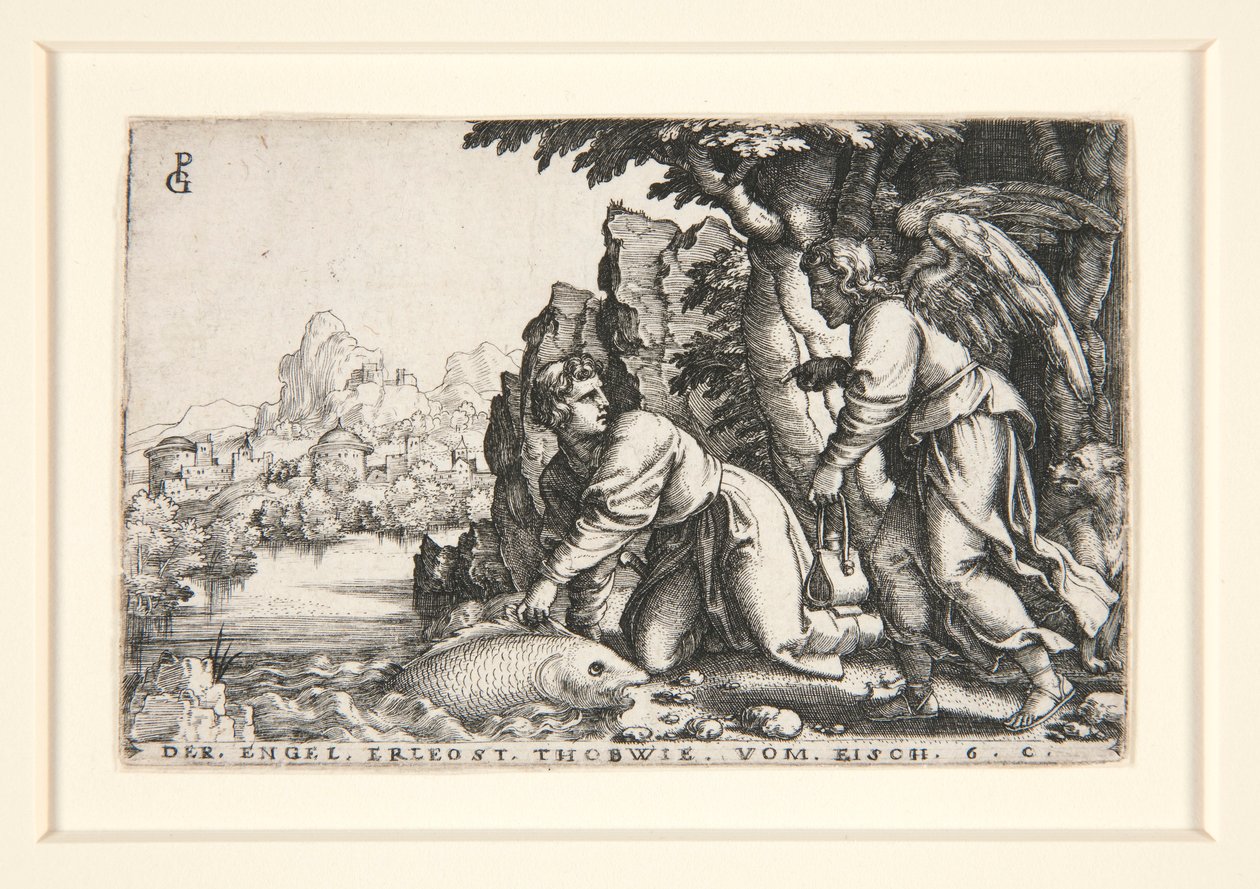 Tóbit és az angyal, pl. 5 A Tobit története című sorozatból alkotó: Georg Pencz