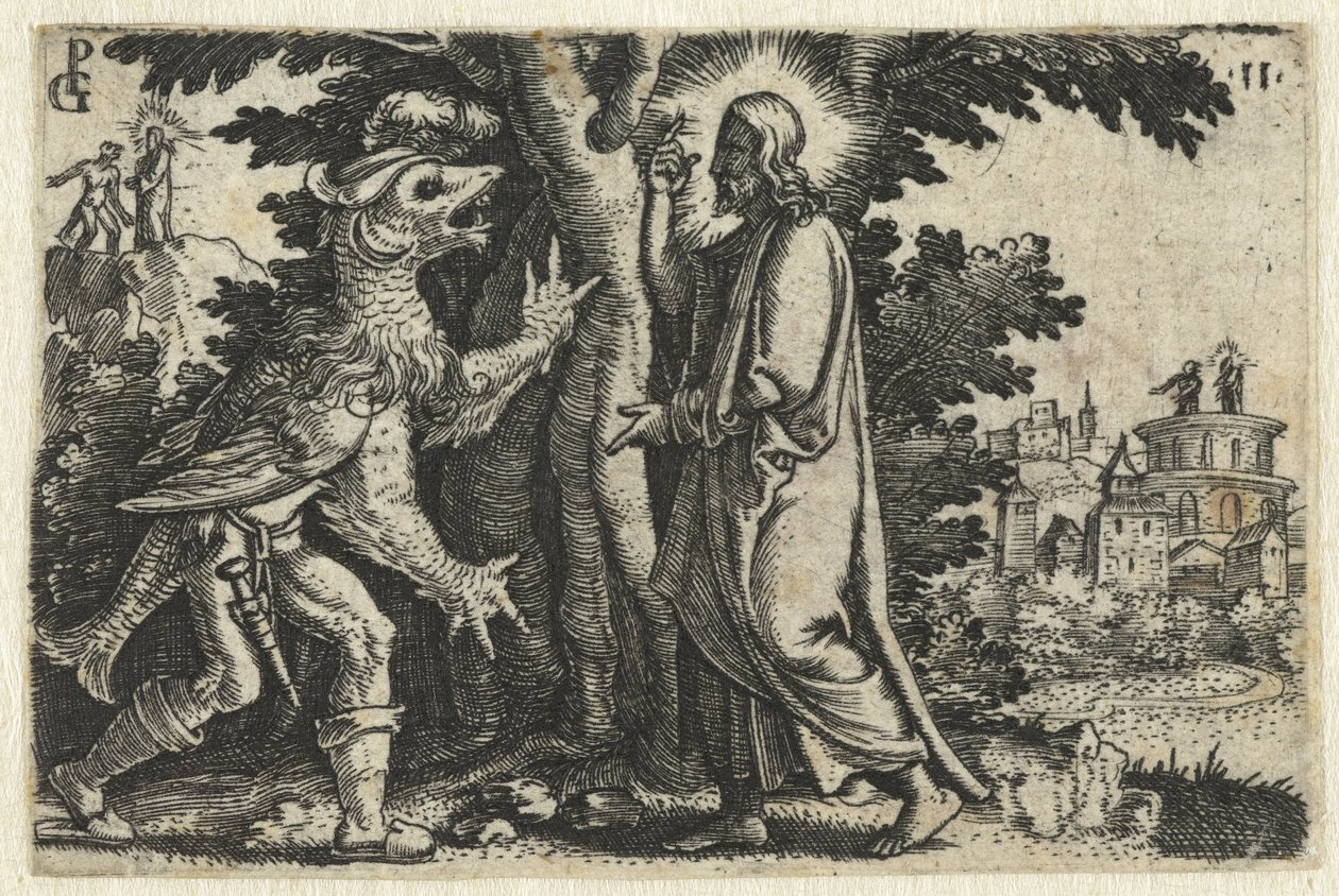 Krisztus megkísértése az ördög által Krisztus élete (sorozat címe) alkotó: Georg Pencz
