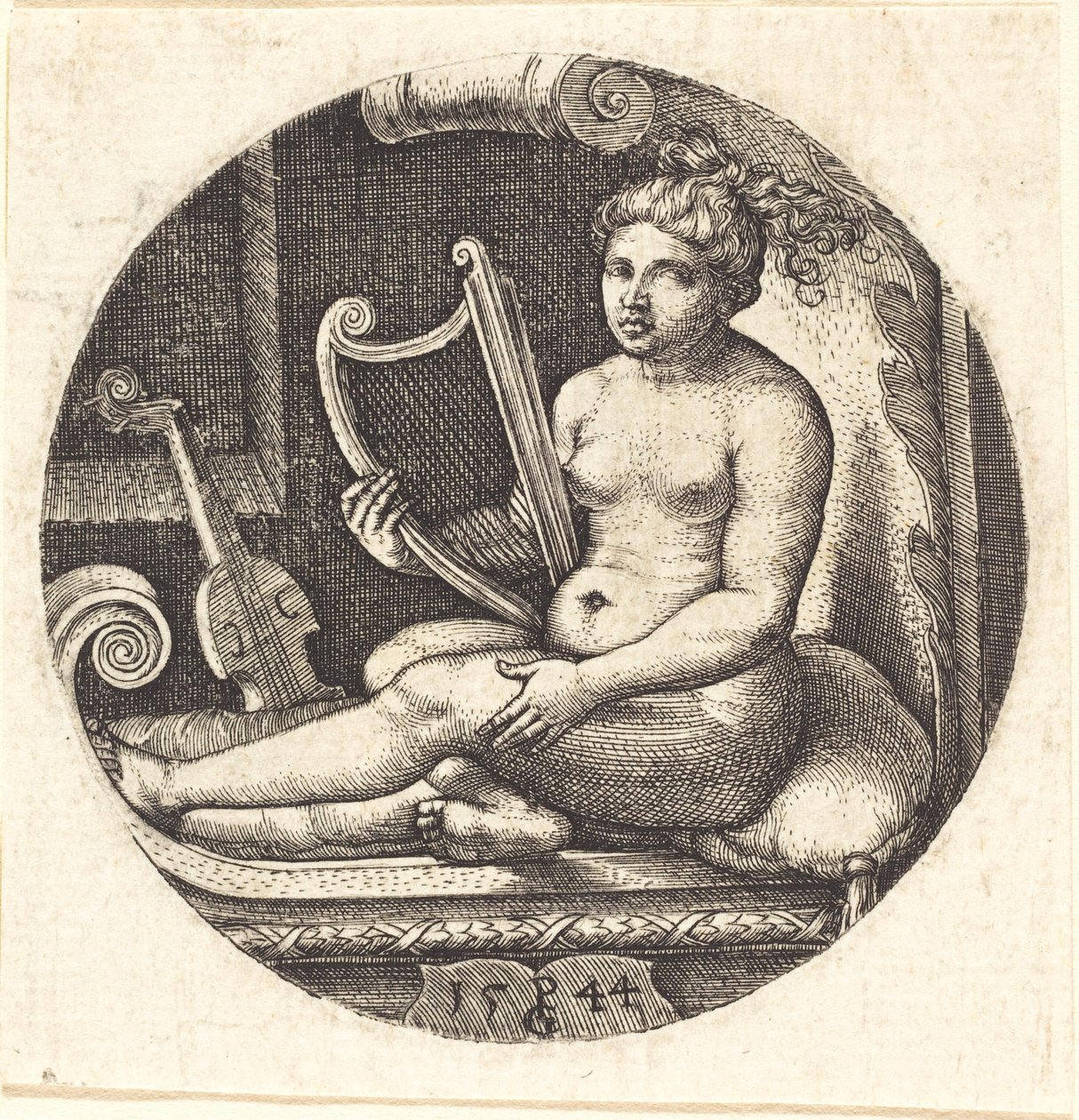 Nő hárfával alkotó: Georg Pencz