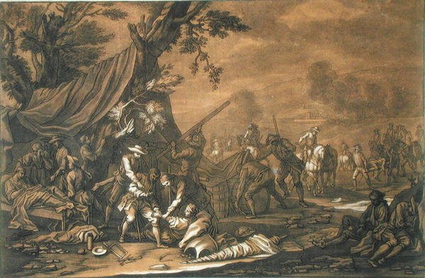 A sebesültek szállítása a csata után alkotó: Georg Philipp I (after) Rugendas