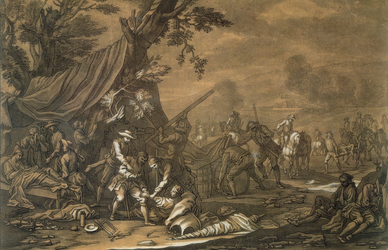 A csatatér katonai sebésze a spanyol örökösödési háború idején, 1707, vésette Christian Rugendas (1708-81) 1740 körül alkotó: Georg Philipp I Rugendas