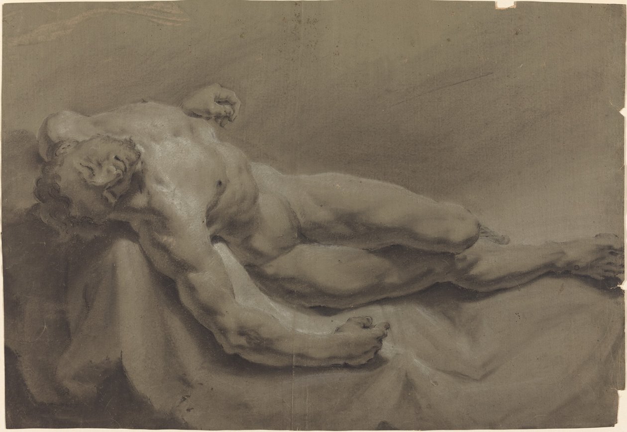 Egy fekvő férfi akt alkotó: Georg Raphael Donner
