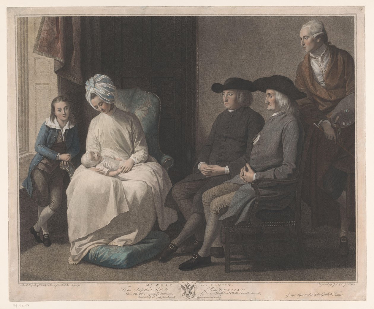 Benjamin West portréja családjával úr. Nyugat és család (cím az objektumon) alkotó: Georg Siegmund Facius