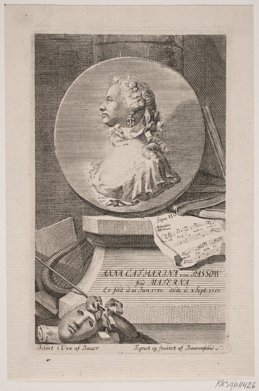 Anna Catharina von Passow színésznő alkotó: Georg Vilhelm Baurenfeind