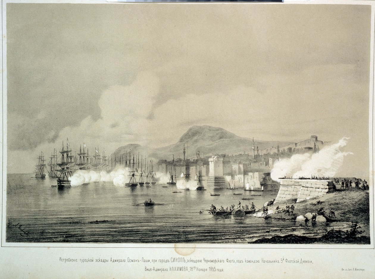 A sinop-i csata 1853. november 30-án (litográfia) alkotó: Georg Wilhelm Timm