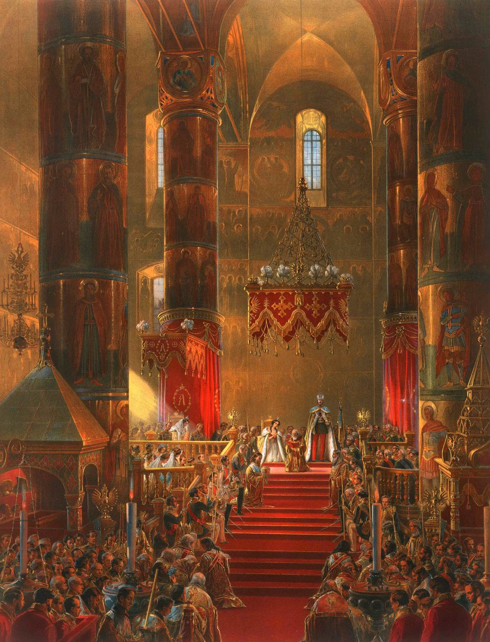 A Metropolitan a II. Sándor cár koronázási ünnepségén, Moszkvában, 1856-ban gyűlik össze. alkotó: Georg Wilhelm Timm