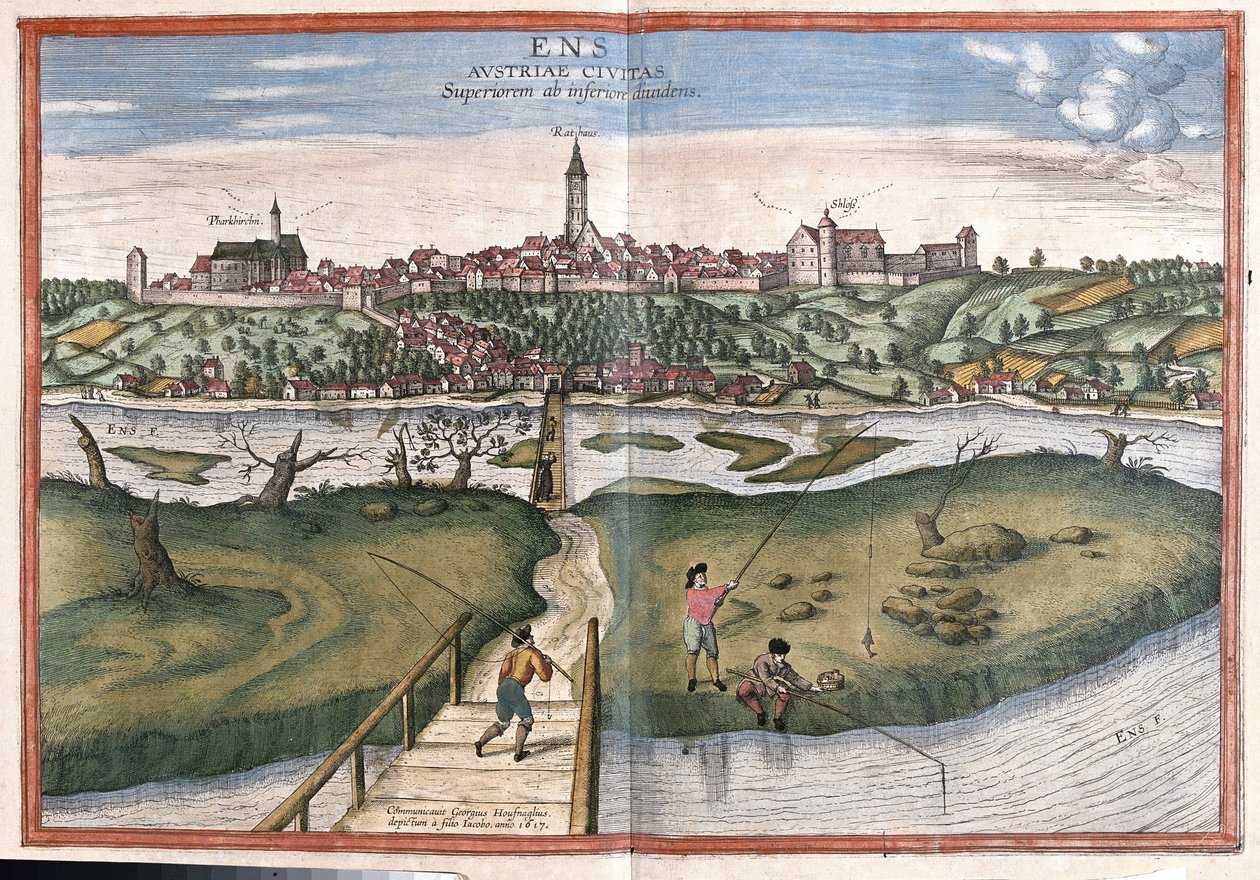 Enns, Ausztria (metszet alkotó: Georg Braun and Hogenberg Franz