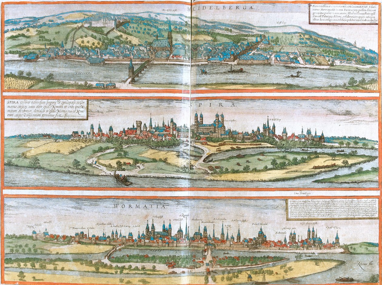 Heidelberg, Speyer, Worms, Németország alkotó: Georg and Hogenberg Franz (1535 90) Braun