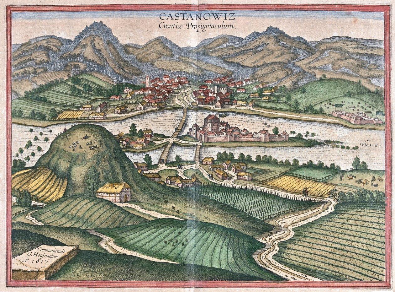Kostajnica, Horvátország (metszet alkotó: Georg Braun and Hogenberg Franz
