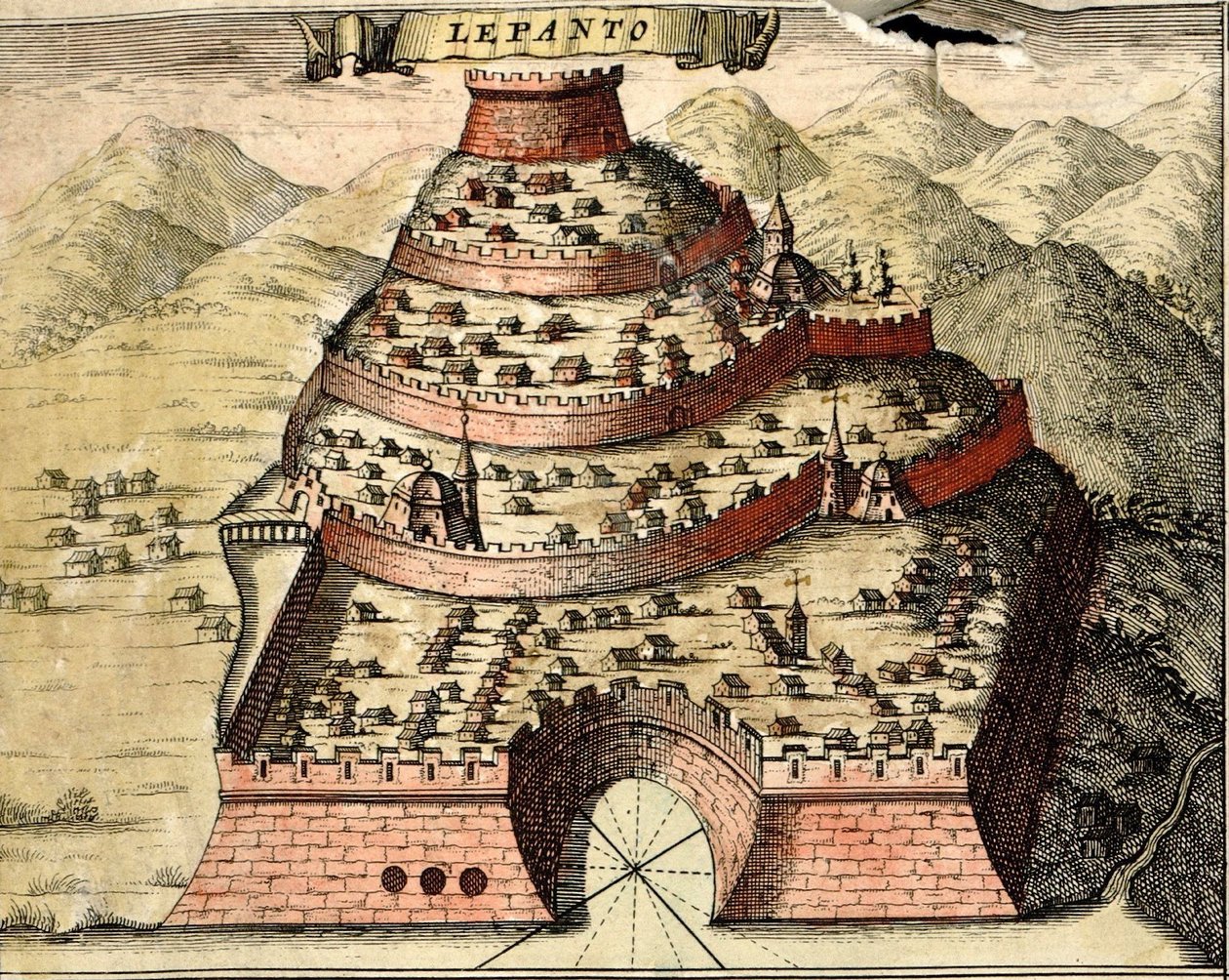 Lepanto, Görögország alkotó: Georg and Hogenberg Franz (1535 90) Braun