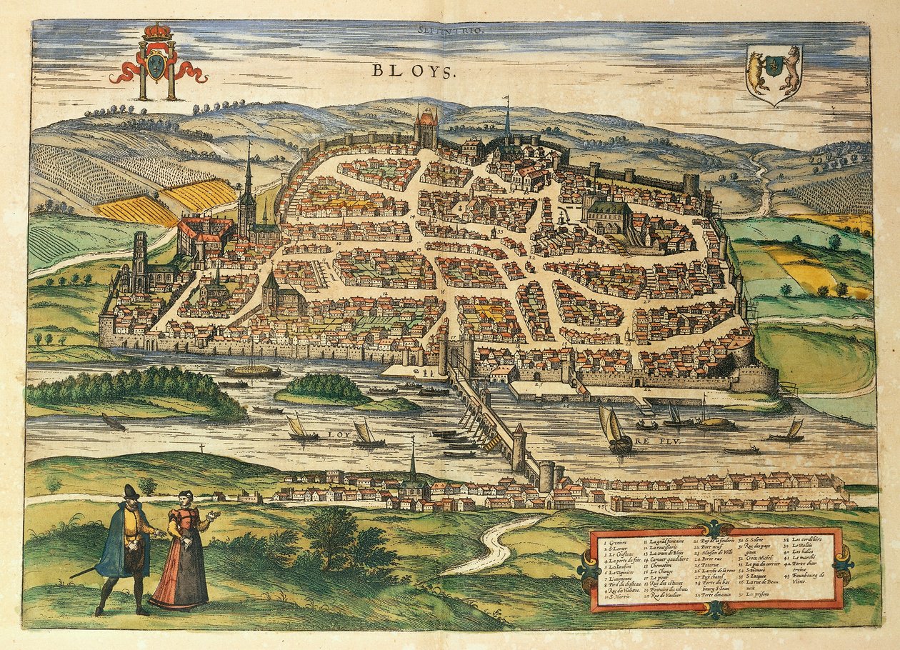 Blois térképe a világtérképről, Georg Braun alkotó: Georg Braun and Hogenberg Franz