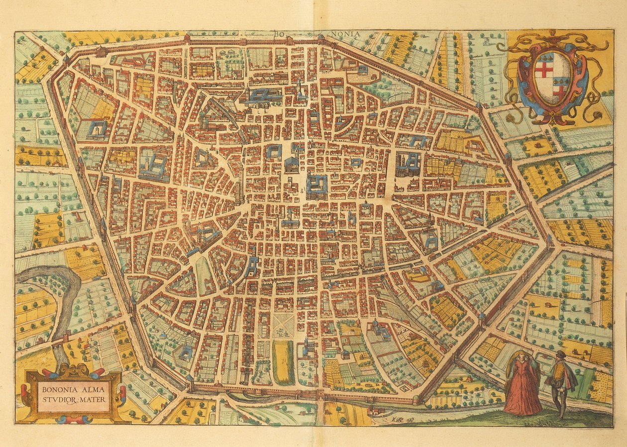 Georg Braun Bologna térképe az Amerikai Egyesült Államokból alkotó: Georg Braun and Hogenberg Franz