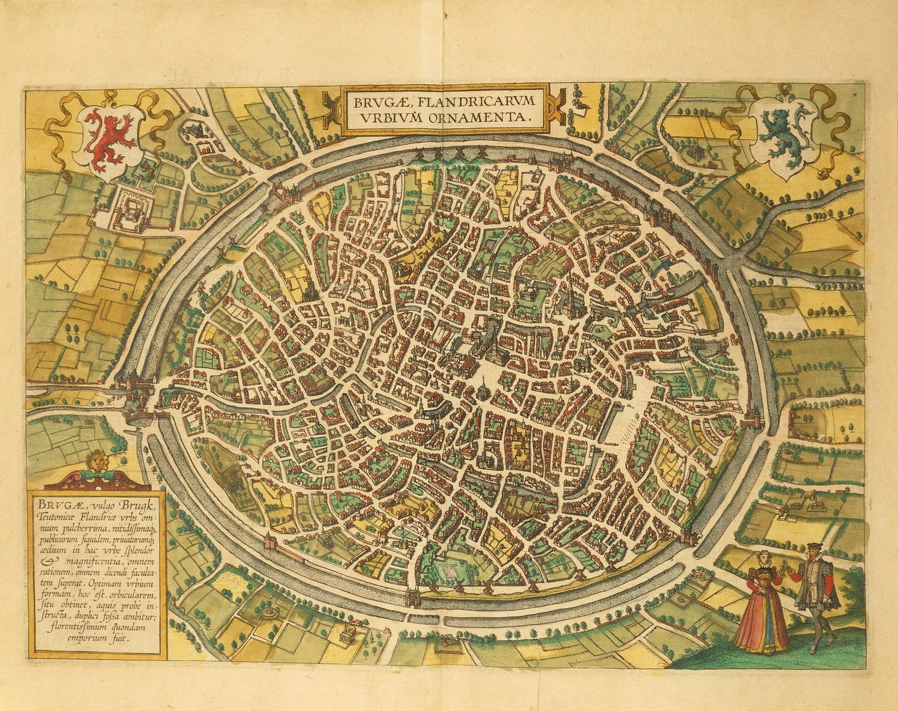 Brugge térképe a második világháborúból, Georg Braun alkotó: Georg Braun and Hogenberg Franz