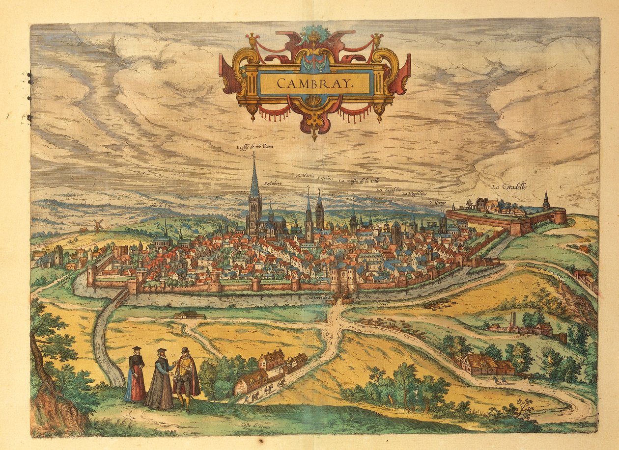 Cambrai térképe Georg Braun Civitates Orbis Terrarum című művéből alkotó: Georg Braun and Hogenberg Franz