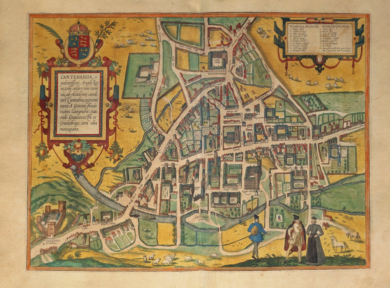Cambridge térképe az Amerikai Egyesült Államokból, Georg Braun alkotó: Georg Braun and Hogenberg Franz