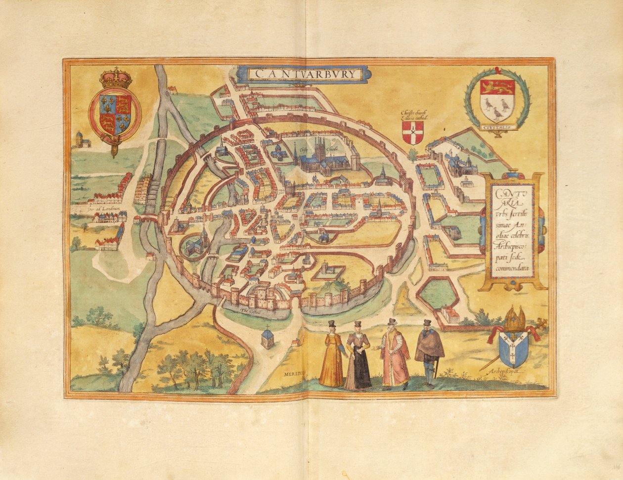 Canterbury térképe a világ városaiból, Georg Braun alkotó: Georg Braun and Hogenberg Franz