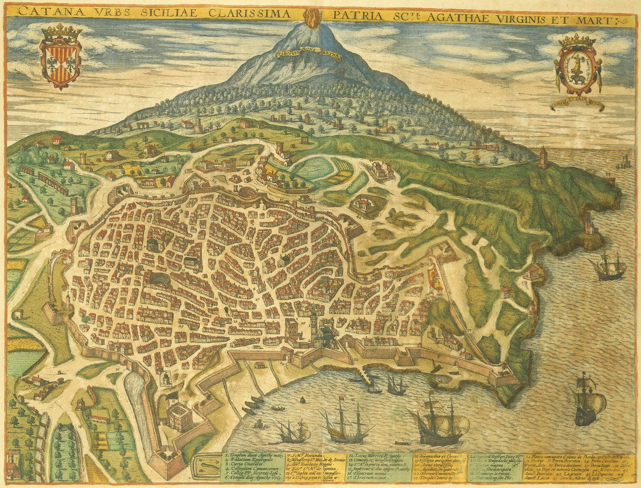 Catania térképe az Egyesült Államokból, Georg Braun alkotó: Georg Braun and Hogenberg Franz