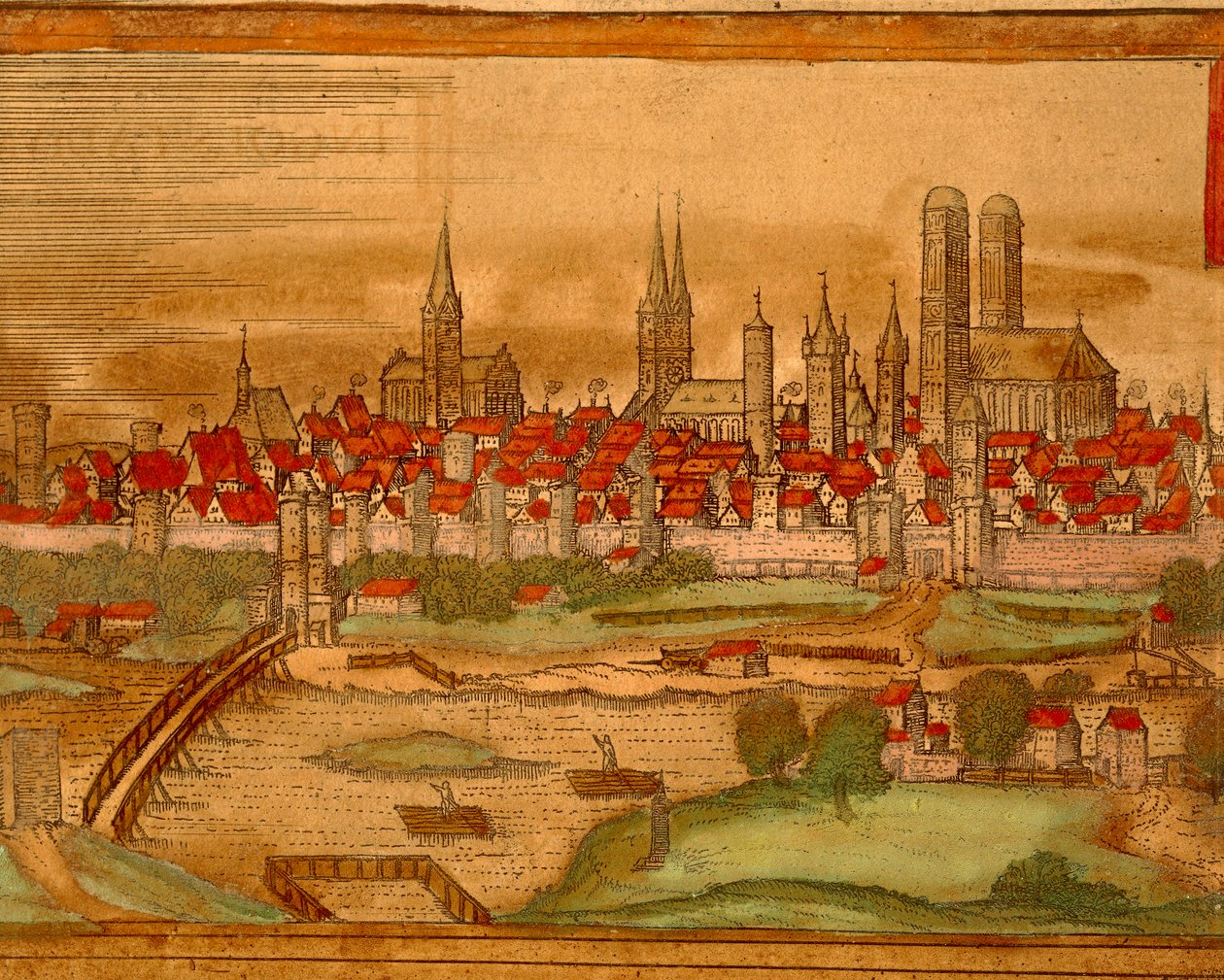 München városának térképe, Georg Braun alkotó: Georg Braun and Hogenberg Franz