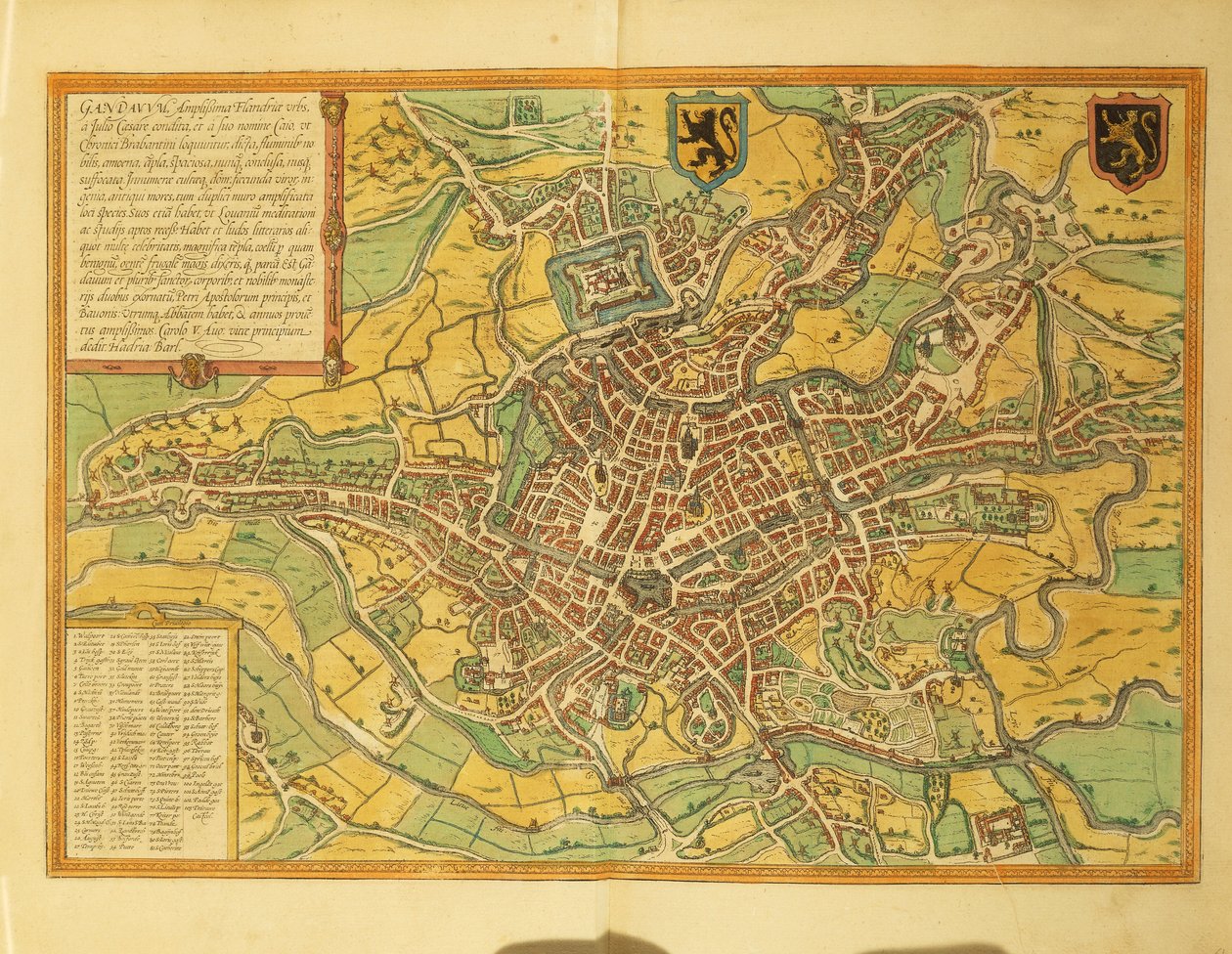 Gent, Gand térképe az Amerikai Egyesült Államokból, Georg Braun alkotó: Georg Braun and Hogenberg Franz