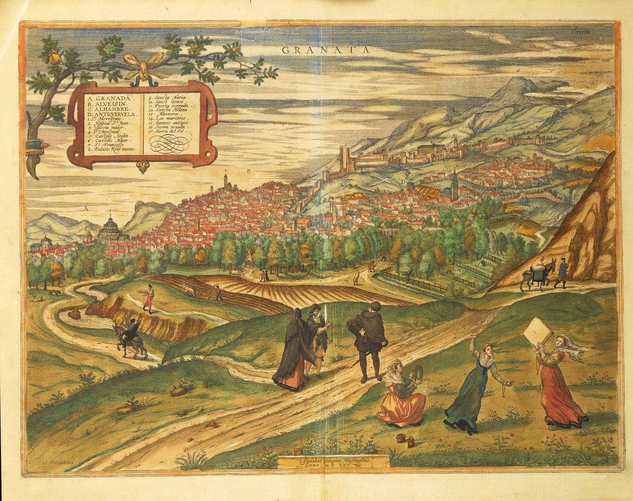 Granada térképe Georg Braun világtérképéről alkotó: Georg Braun and Hogenberg Franz