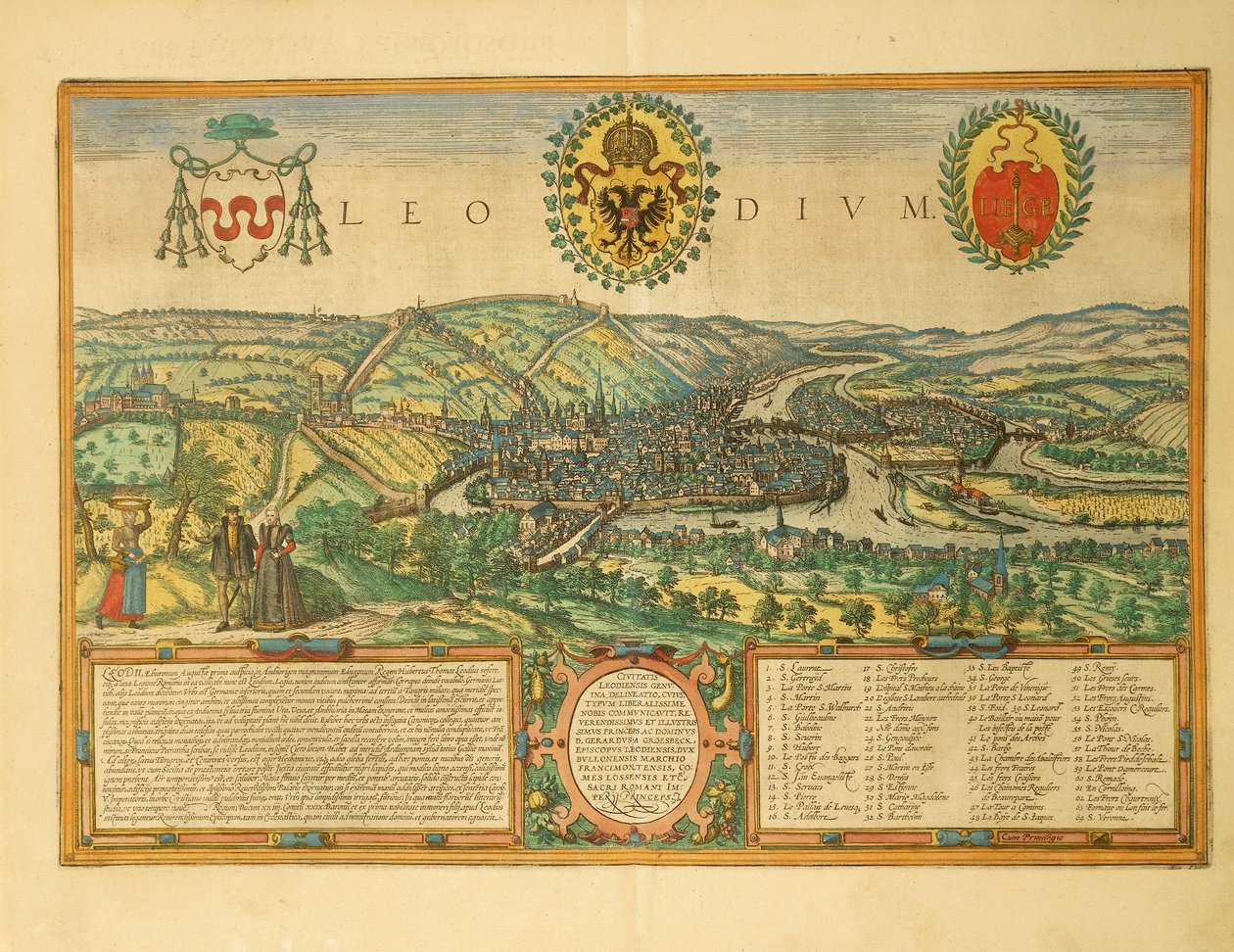 Liege térképe a világ városaiból, Georg Braun alkotó: Georg Braun and Hogenberg Franz