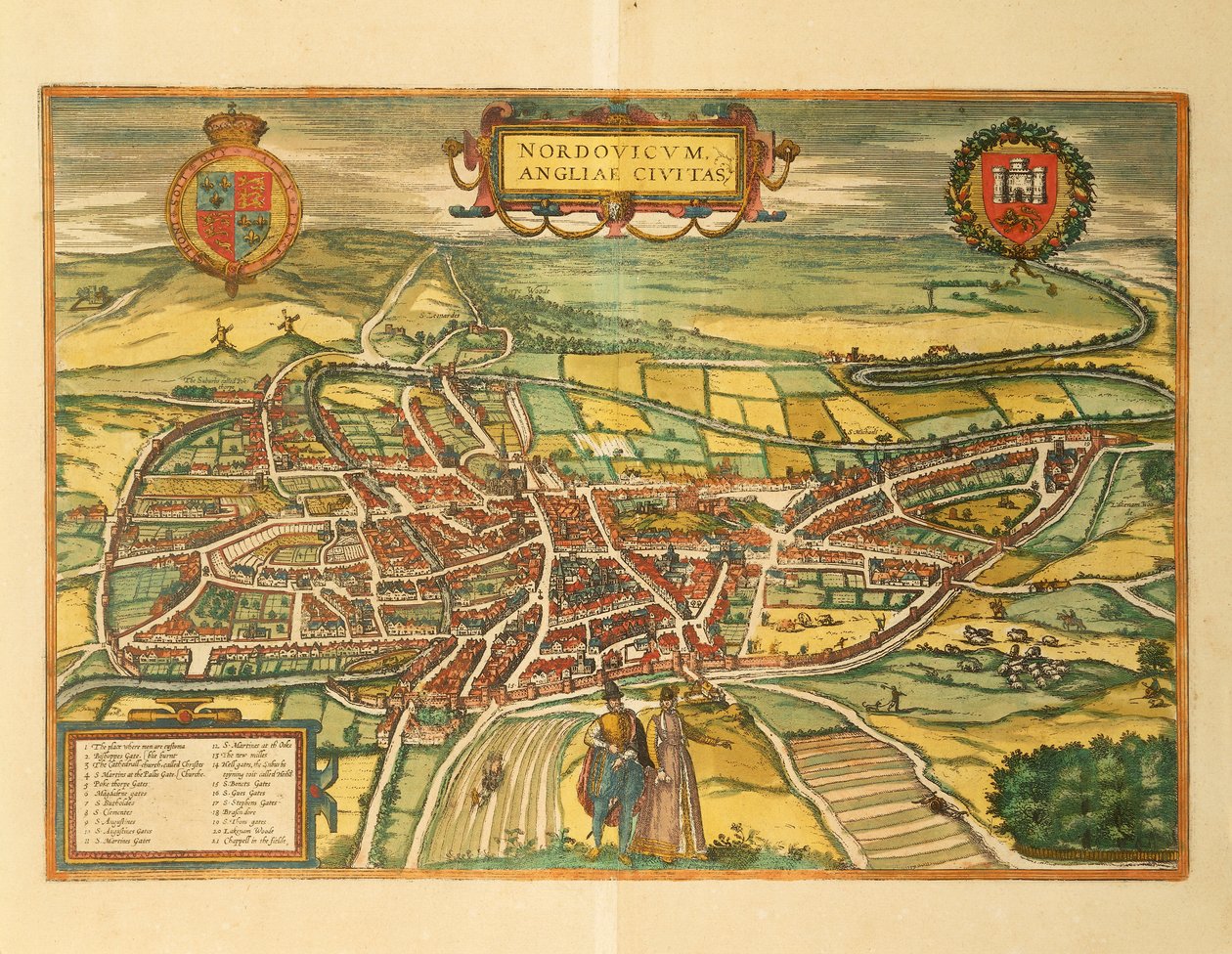 Norwich térképe Georg Braun világtérképéről alkotó: Georg Braun and Hogenberg Franz