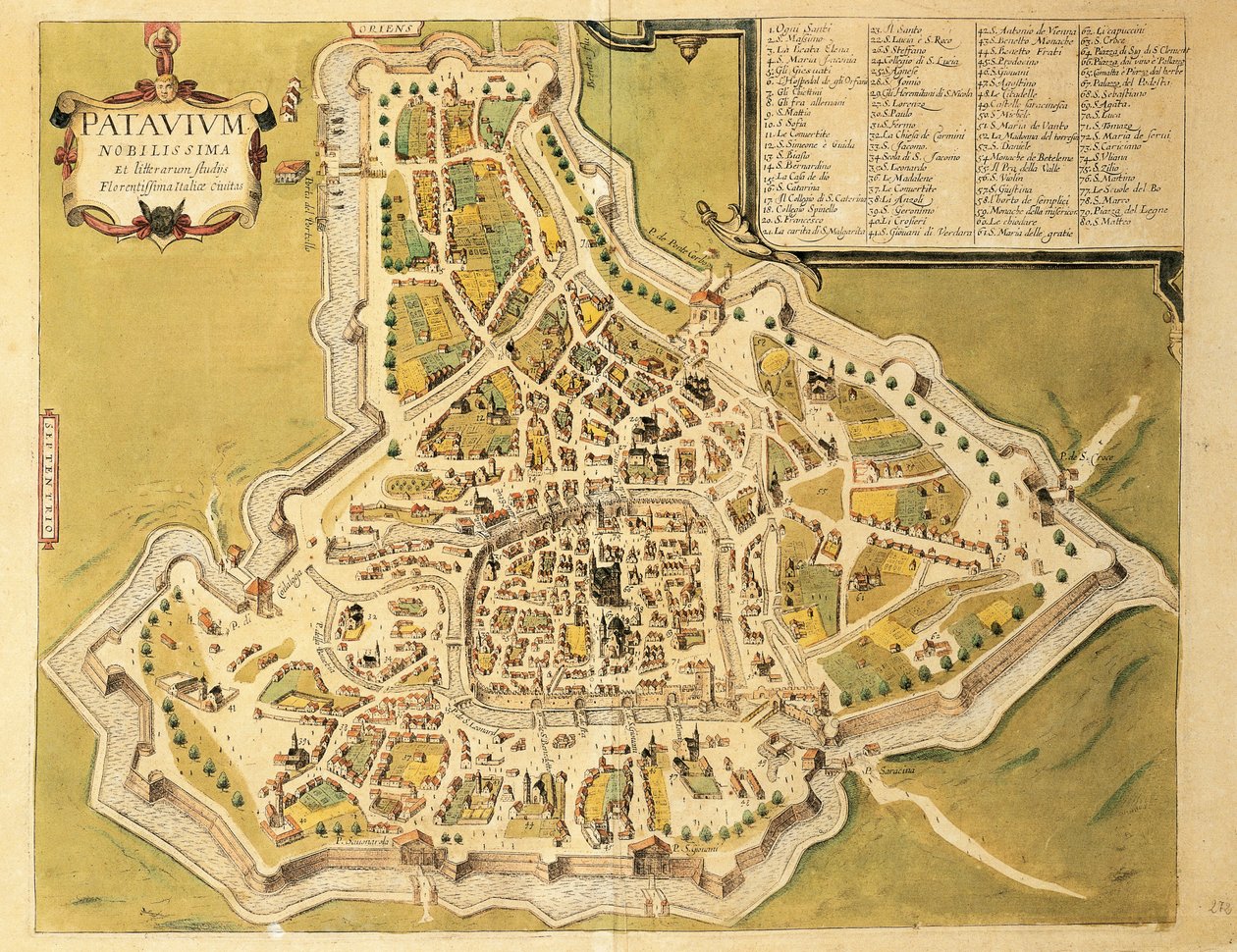 Padova térképe a világ városaiból, Georg Braun alkotó: Georg Braun and Hogenberg Franz