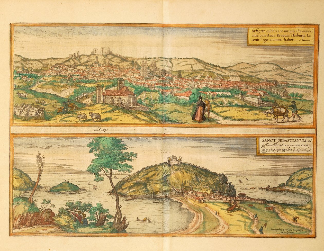 San Sebastian és Burgos térképe Georg Braun Civitates Orbis Terrarum című művéből alkotó: Georg Braun and Hogenberg Franz