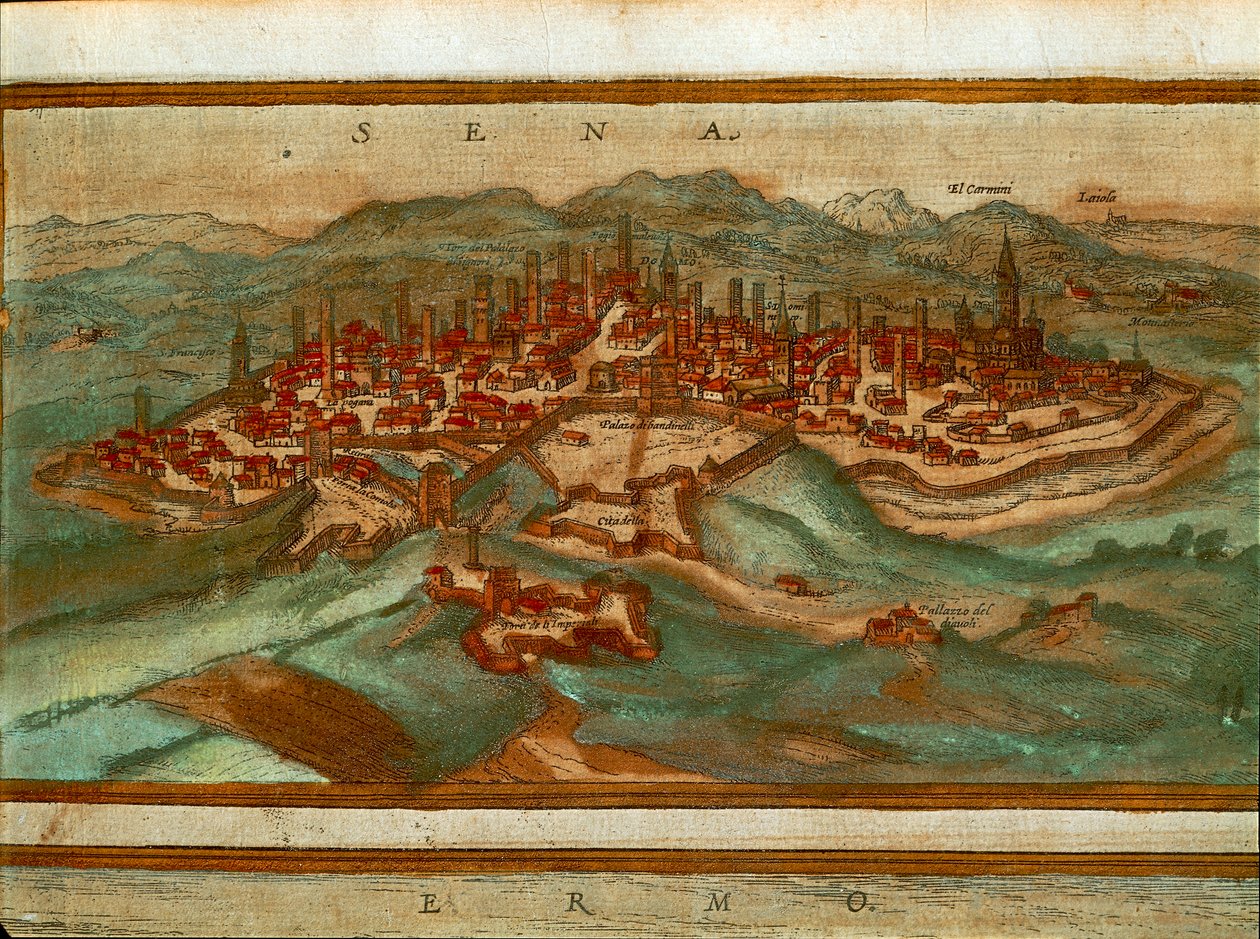 Siena térképe, Georg Braun alkotó: Georg Braun and Hogenberg Franz
