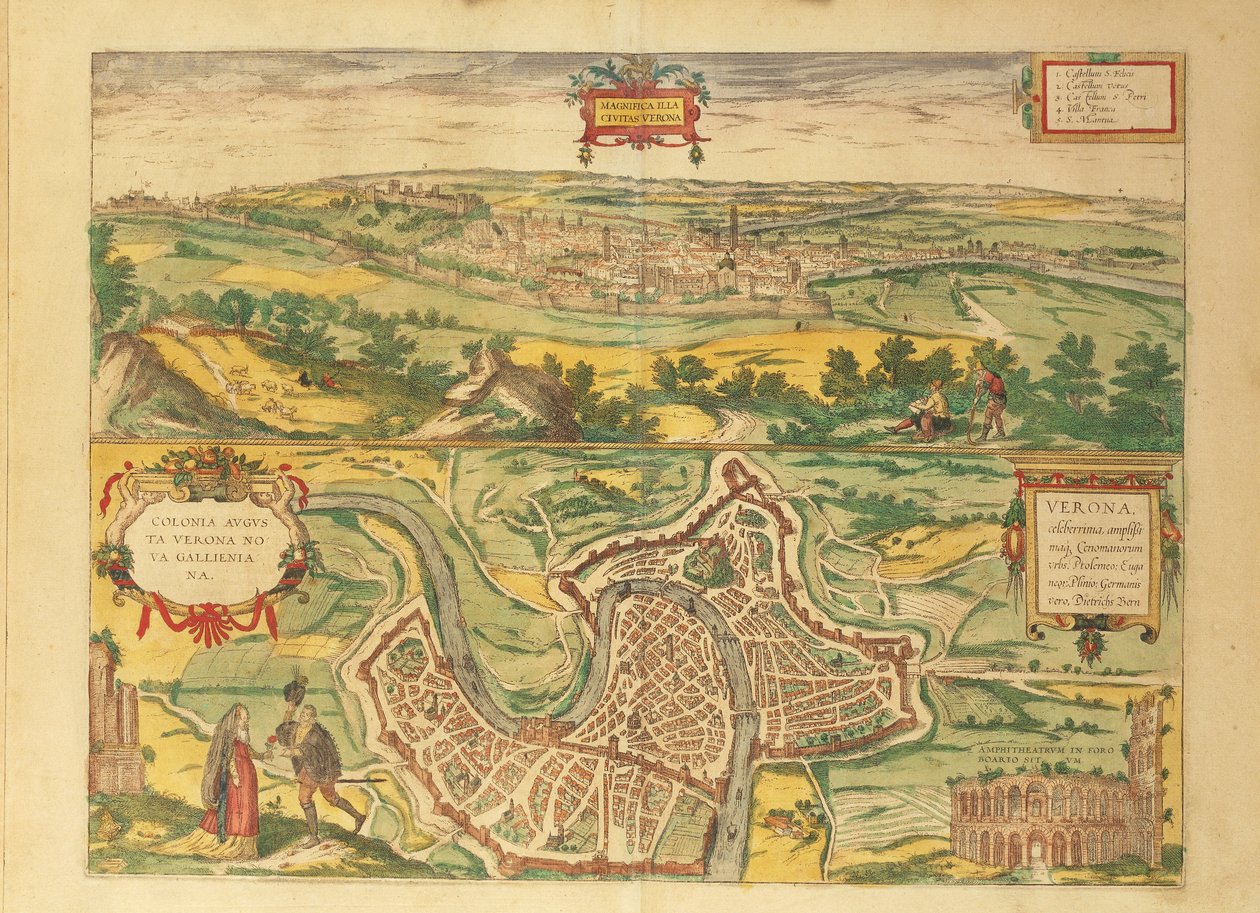 Verona térképe a világ városaiból, Georg Braun alkotó: Georg Braun and Hogenberg Franz
