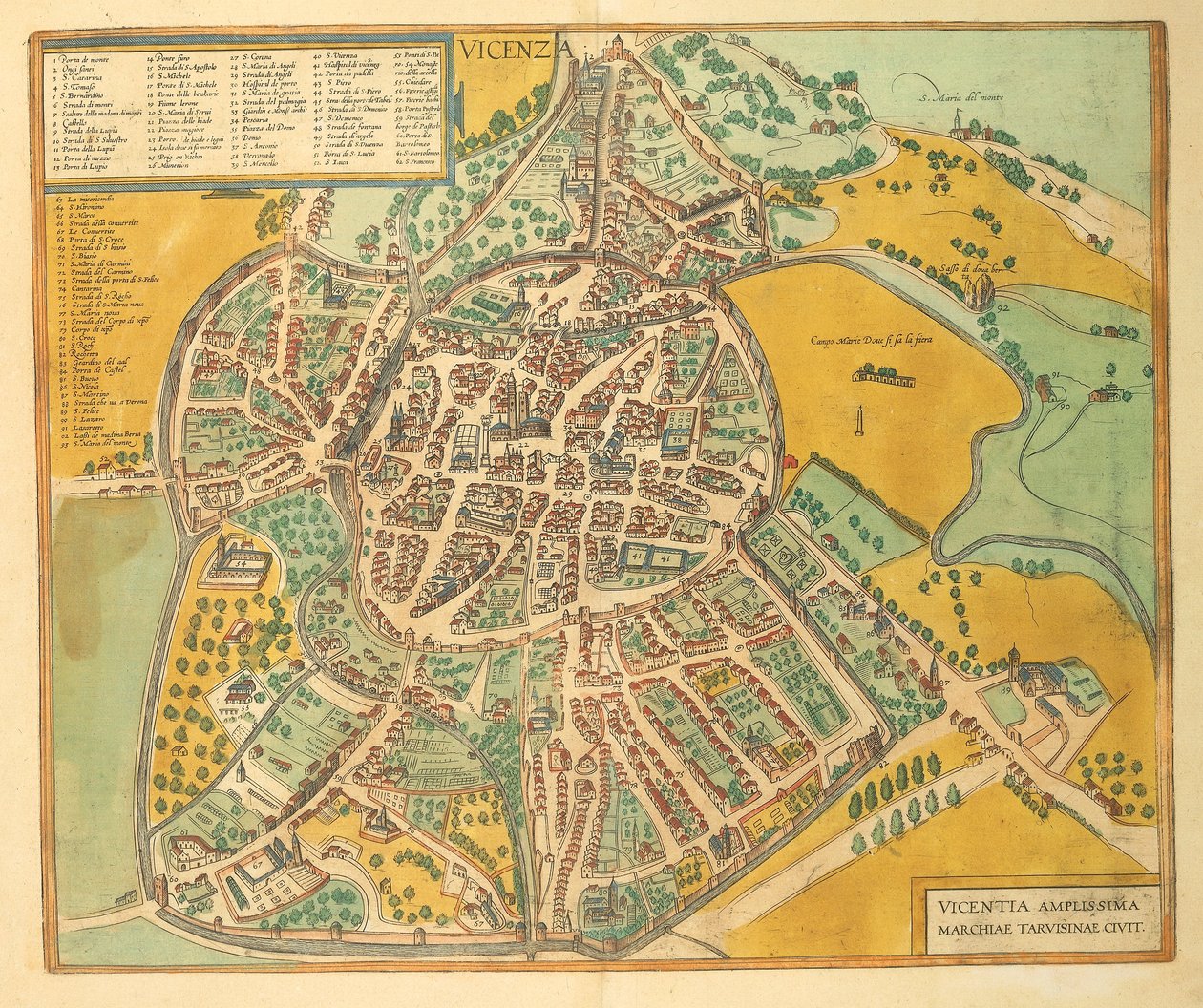 Vicenza térképe az Amerikai Egyesült Államokból, Georg Braun alkotó: Georg Braun and Hogenberg Franz