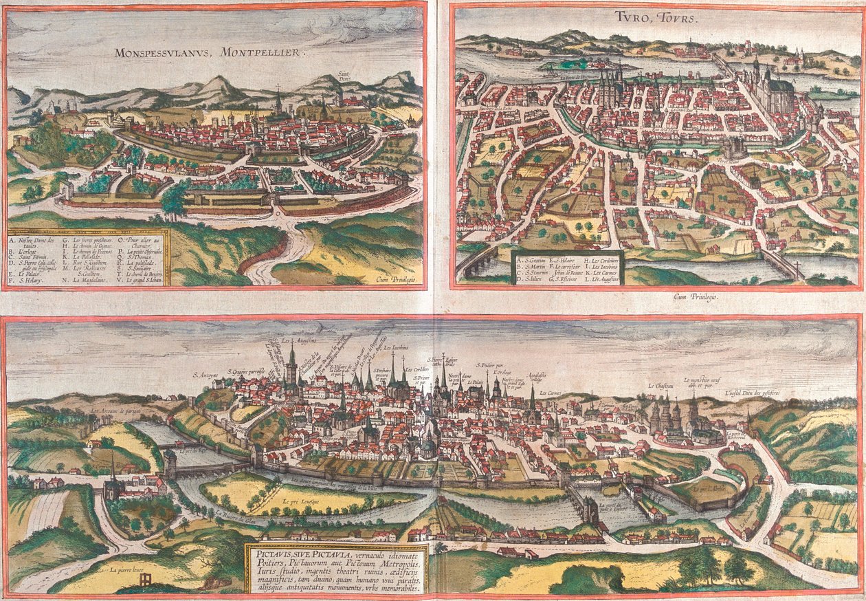 Montpellier, Tours, Poitiers, Franciaország alkotó: Georg and Hogenberg Franz (1535 90) Braun